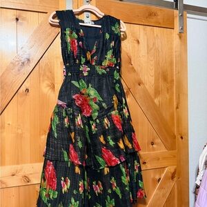 Floral Black Sleeveless Dress